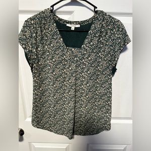 Green floral blouse